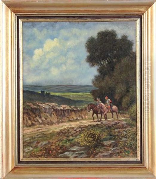 Zwei Kavalleristen Auf Der Landstrase Oil Painting by Paul Hey
