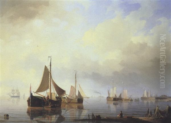 An Der Hollandischen Kuste Oil Painting by Herman Henry op der Heyde