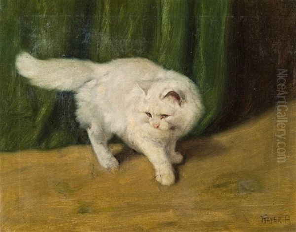 Weise Angorakatze Oil Painting by Arthur Heyer