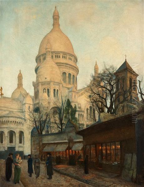 Sacre Coeur, Paris Oil Painting by Hans Olaf Heyerdahl