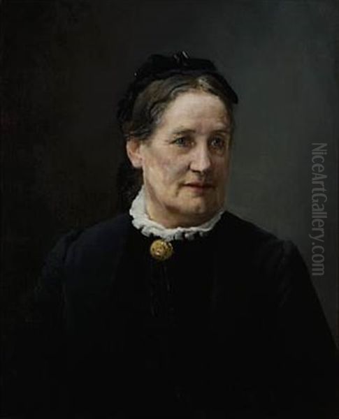 Kvinne I Sort Kjole Oil Painting by Hans Olaf Heyerdahl