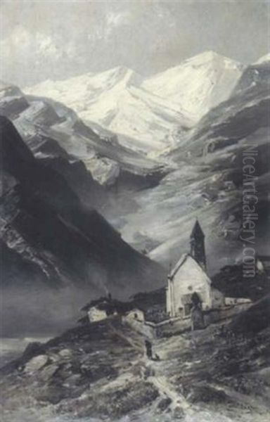 Kirchlein Im Hochgebirge Oil Painting by Karl Heyn