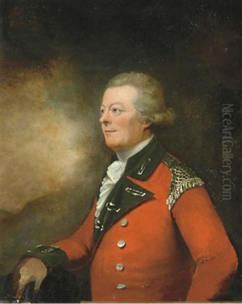 Portrait Of An Officer (captain R. Stuart?) In A Red Coat Oil Painting by Thomas Hickey