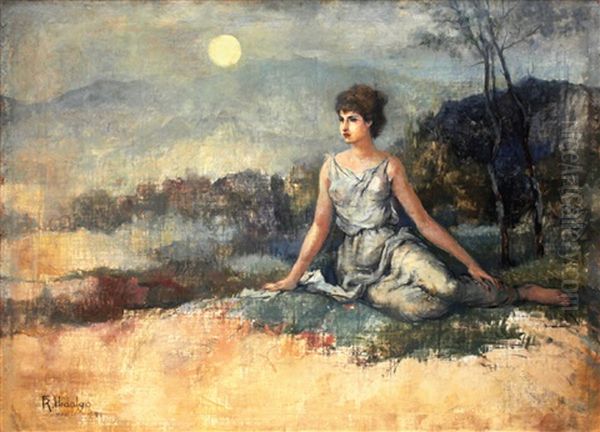 Claire De Lune Oil Painting by Felix Resurreccion Hidalgo Y Padilla