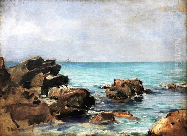 Seascape Oil Painting by Felix Resurreccion Hidalgo Y Padilla