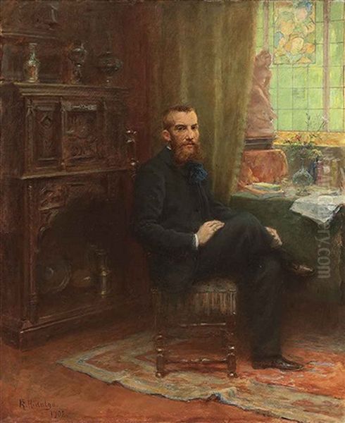 Interieur Avec L'homme Oil Painting by Felix Resurreccion Hidalgo Y Padilla