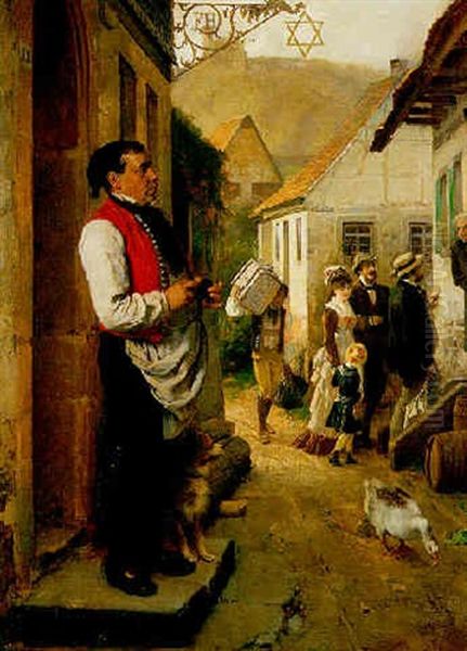 Der Besuch Aus Der Stadt Oil Painting by Friedrich Hiddemann