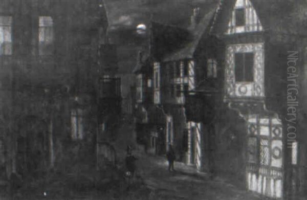 Nachtansichten Einer Mittelalterlichen Stadt Oil Painting by Frank Hider