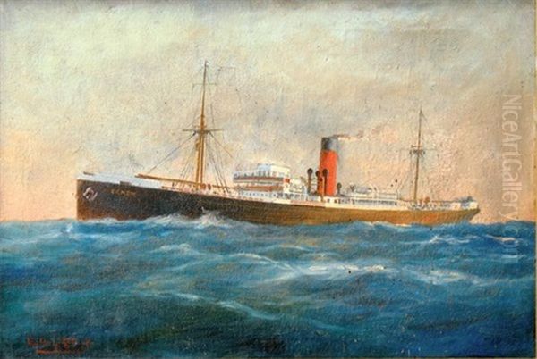 Portrait Du Cargo "zenon" Oil Painting by Eugene Hieblot