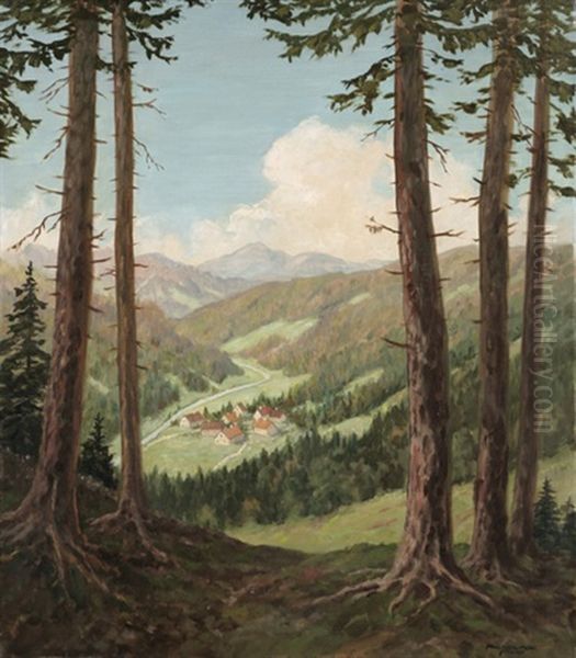 Blick Auf Ein Dorf Im Allgau (?) Oil Painting by Franz Hienl-Merre