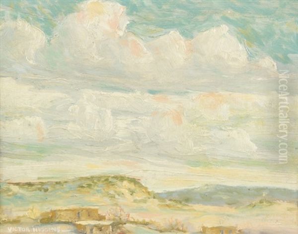 Atmospheric Desert Landscape Oil Painting by Victor, William Higgins