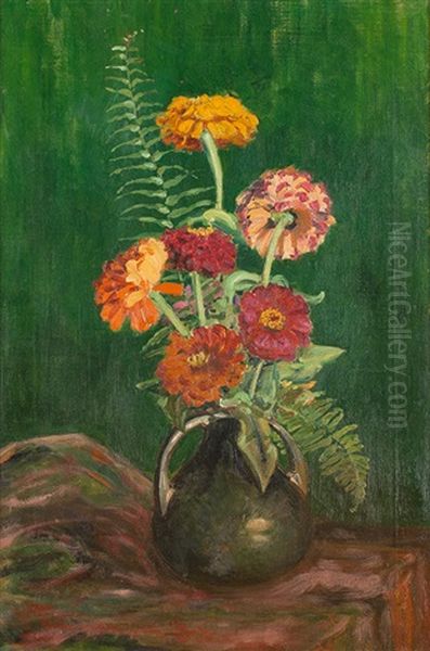 Flowers And Ferns Oil Painting by Victor, William Higgins