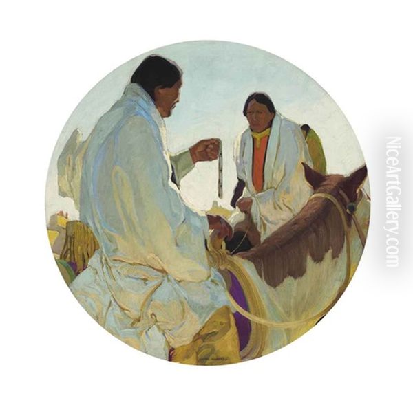 The Wampum Traders Oil Painting by Victor, William Higgins