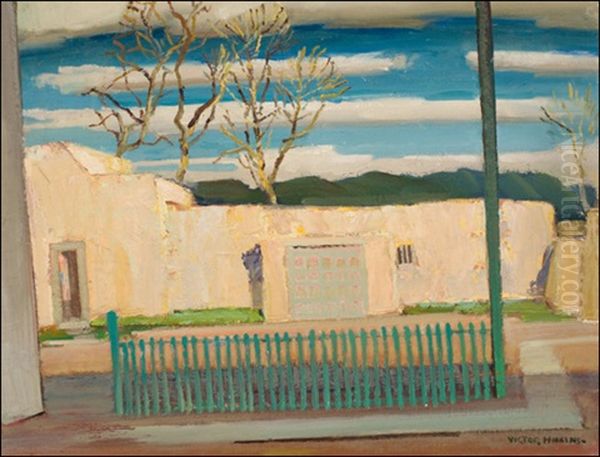 The Green Picket Fence Oil Painting by Victor, William Higgins