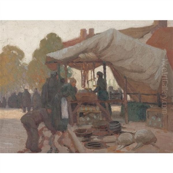 Market Place, France Oil Painting by Victor, William Higgins