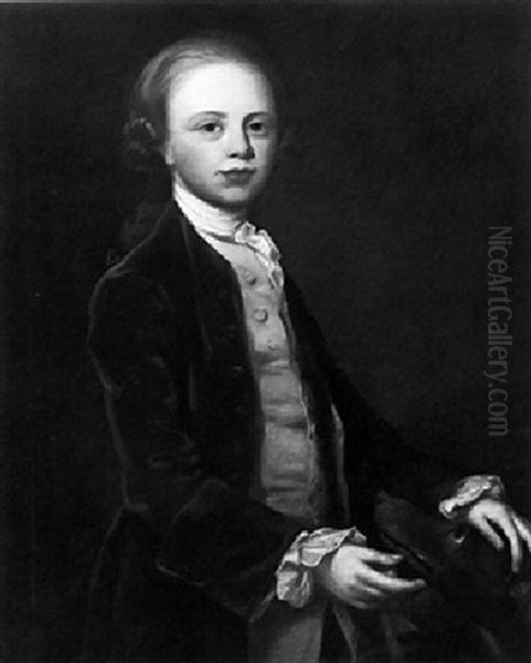 Portrait Of A Boy With His Dog Oil Painting by Joseph Highmore