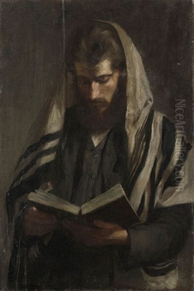 Rabbin Au Tallit Oil Painting by Irene Hilberth