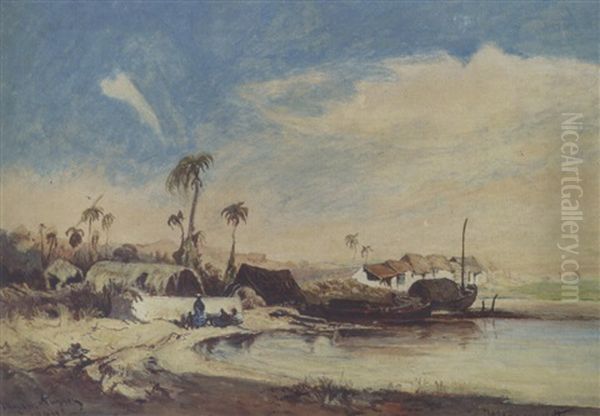 Mazaro, August, 1844 Oil Painting by Eduard Hildebrandt