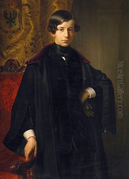 Bildnis Des Prinzen Georg Von Preusen (1826-1902) Oil Painting by Ferdinand Theodor Hildebrandt