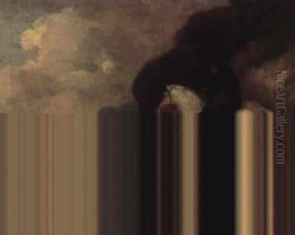 Landscape With A Figure On A Path Oil Painting by Richard H. Hilder