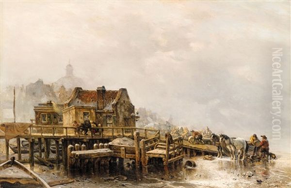 By The Niewe Stads Herbergs In Amsterdam Oil Painting by Carl Hilgers