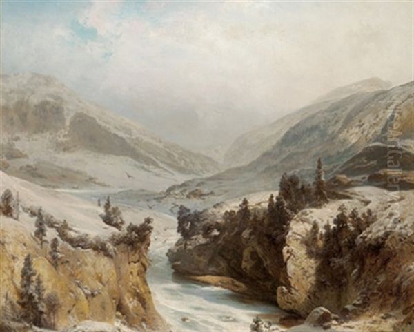Grose Winterlandschaft Oil Painting by Carl Hilgers