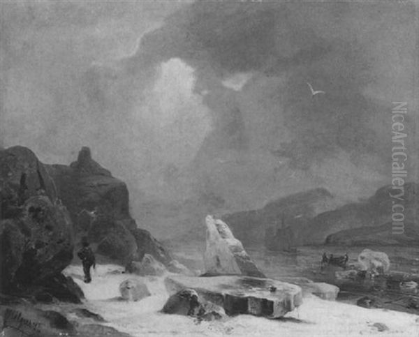 Eisgang Auf Dem Rhein Oil Painting by Carl Hilgers