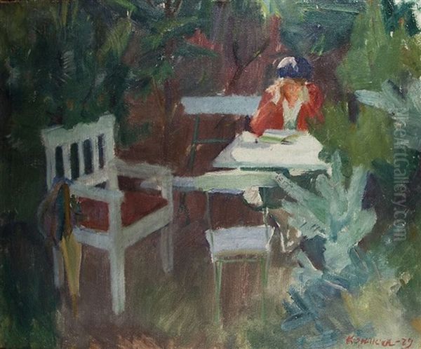 Sommertag Im Garten Oil Painting by Knud Ove Hilkier