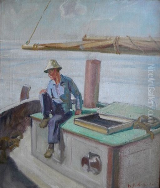 Untitled Sailor Oil Painting by Knud Ove Hilkier