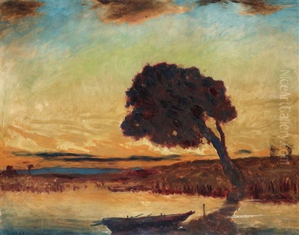 Afton (evening) Oil Painting by Carl Fredrik Hill