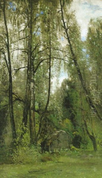 Hangbjorkar Oil Painting by Carl Fredrik Hill