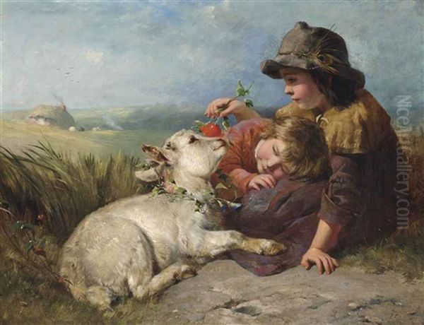 The Favourite Pet Oil Painting by James John Hill