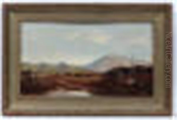 Mountainous Landscape With Frontier House And Wooden Cabin Yosemite, California Usa Oil Painting by Thomas Hill