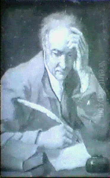 Aldre Herre Som Skriver  Aldre Kvinna Som    Laser Oil Painting by Pehr Hillestroem