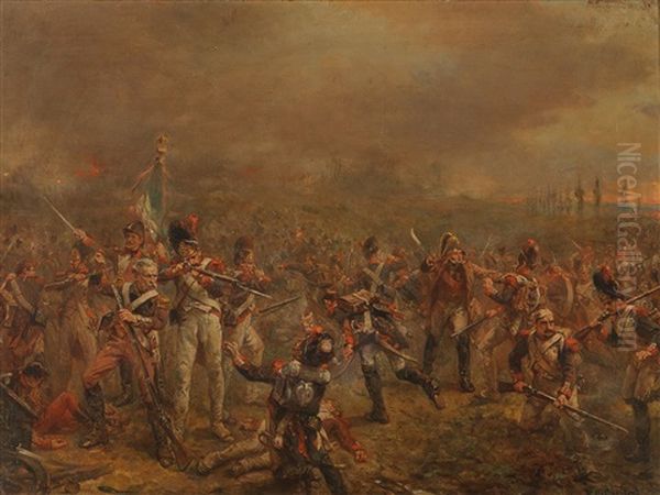 Resistance Of The Guards At Waterloo Oil Painting by Robert Alexander Hillingford