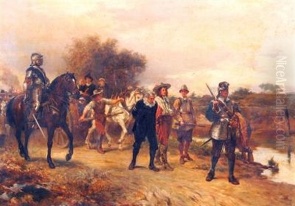 Cromwell's Troops Capturing Two Royalists Oil Painting by Robert Alexander Hillingford