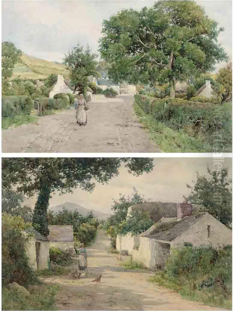 Feeding The Chickens Oil Painting by Ralph William Bardill