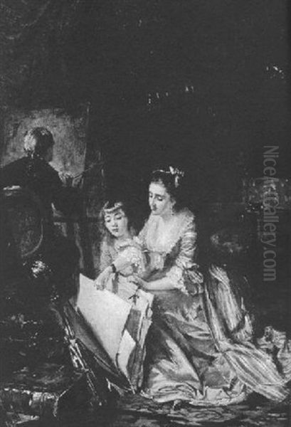 In The Artist's Studio Oil Painting by Robert Alexander Hillingford