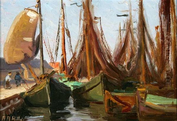 Drying Nets - Huizen, Holland Oil Painting by Anna Althea Hills