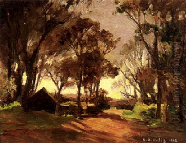 When Evening Veils The Hills (eagle Rck Valley Near Los Angeles, California) Oil Painting by Anna Althea Hills