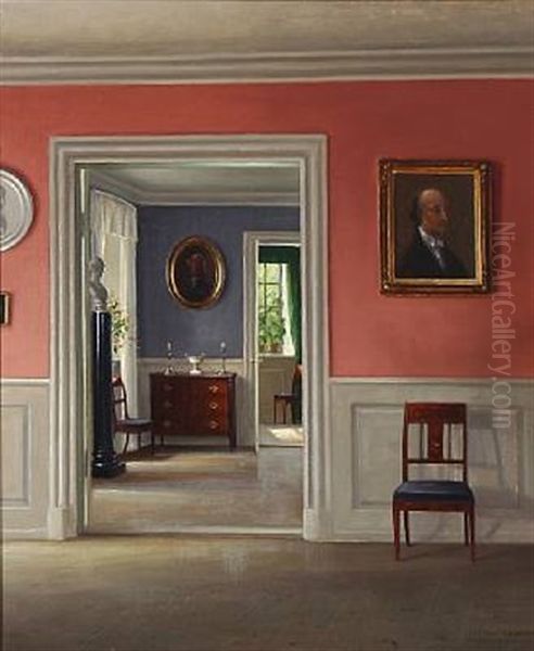 Interior From Bakkehusmuseet, Denmark Oil Painting by Hans Hilsoe