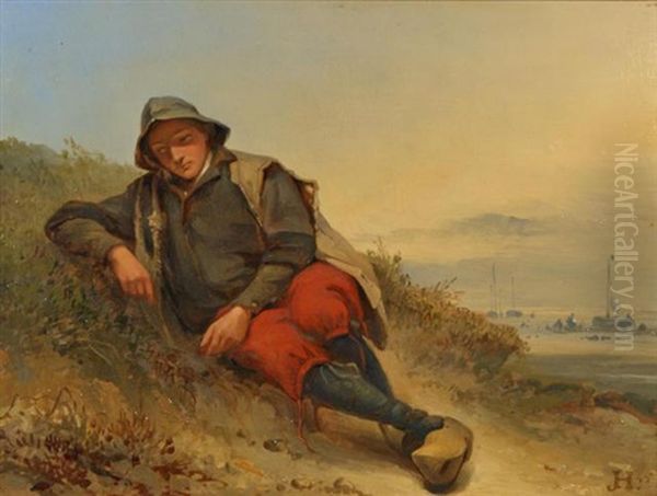 Resting Fisherman Oil Painting by Johannes Hilverdink