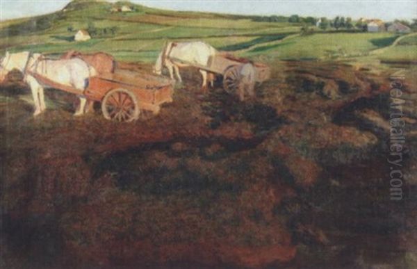 Torvsanking Pa Jaeren Oil Painting by Bernhard Hinna