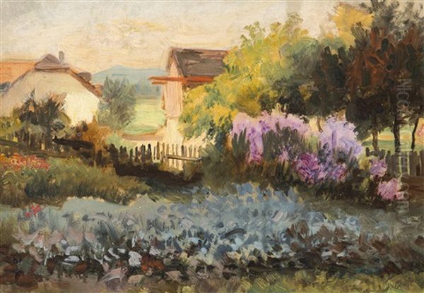 In The Garden Oil Painting by Franz Hinterholzer