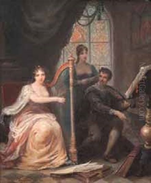 Sala De Musica Oil Painting by Paul Delaroche