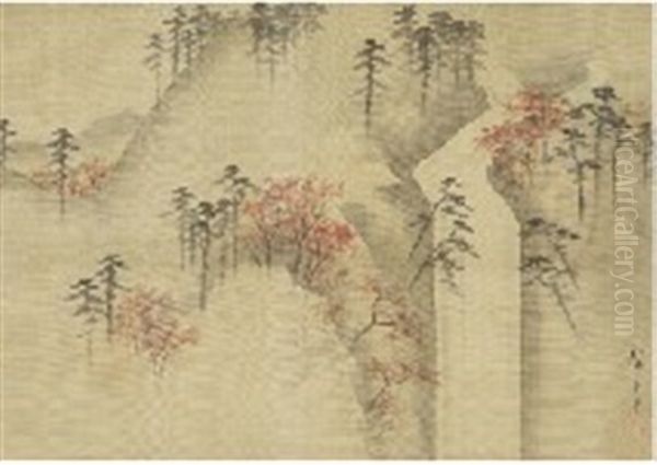 Landscape Oil Painting by Utagawa or Ando Hiroshige