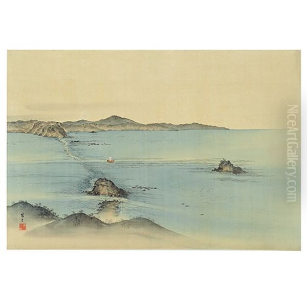 Naruto No Uzu Shio Zu - Naruto Rapids Oil Painting by Hiroshige II (Ichiusai Shigenobu)