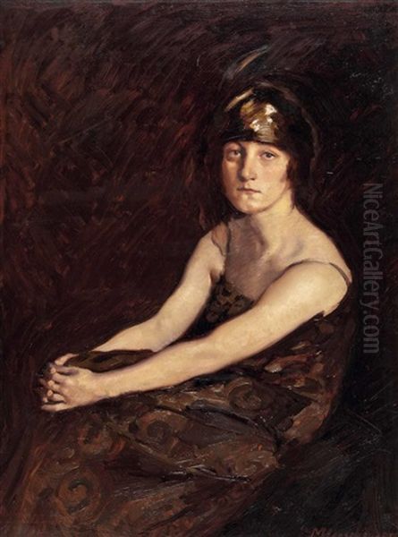 Sitzende Dame Oil Painting by Max Hirschenauer