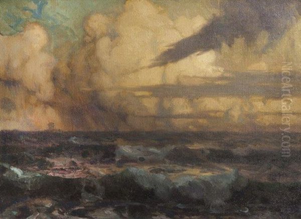 Effets De Lumiere Sur La Mer En Bretagne Oil Painting by Emil Benediktoff Hirschfeld