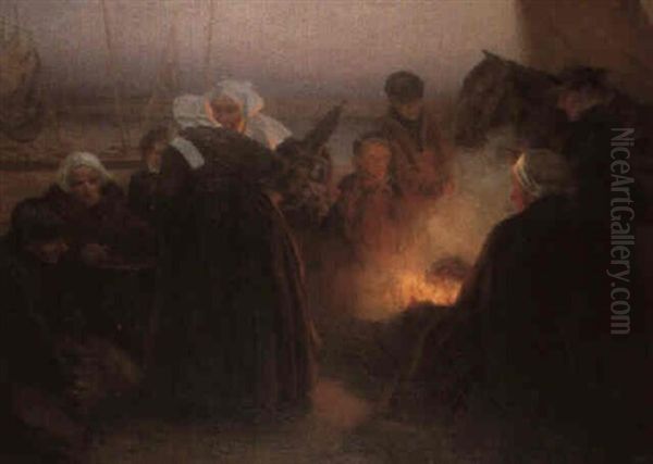 Marchandes De Marrons, Finistere Oil Painting by Emil Benediktoff Hirschfeld